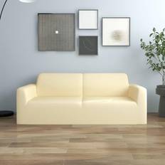 Polyester Møbelbetræk vidaXL Elastisk 2-personers polyesterjersey cremefarvet Sofabetræk Beige