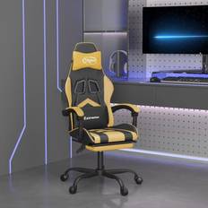 vidaXL Silla gaming giratoria reposapiés cuero sintético negro dorado Oro