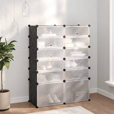 vidaXL Black PP 37 x 14.6 x 49.2 in Shoe Rack