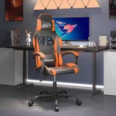 vidaXL Silla Gaming Giratoria Cuero Sintético Negro Y Naranja