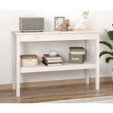 vidaXL Blanc 110x40x75 cm Bois de Pin Solide Table Console