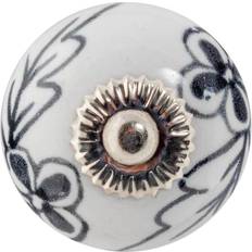 Nicola Spring Door Knob Cabinet Drawer Handle, Floral, Black/White Flower