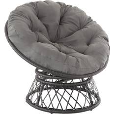 tectake Fauteuil Papasan En Rotin Gargano Rotatif 92 x 80 x 805 cm - Noir