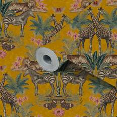 Wallpapers Grandeco Yellow Animal Smooth Wallpaper
