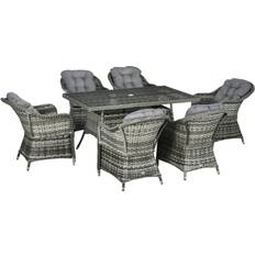 Adjustable Backrest Patio Dining Sets OutSunny 7 Pieces Patio Dining Set, 1 Table incl. 6 Chairs