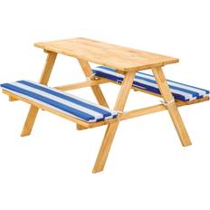 tectake Mesa De Picnic Infantil Con Asiento Acolchado - Azul/blanco