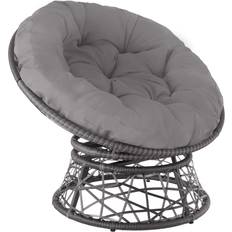 Mobilier de Jardin et d'Extérieur tectake Fauteuil Papasan En Rotin Gargano Rotatif - Gris