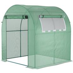 Freestanding Greenhouses OutSunny Walk Polytunnel Greenhouse with Roll-up