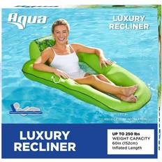 Inflatable Mattress Aqua LEISURE Luxury Water Lounge X-Large Inflatable Pool Float with Headrest Backrest and Footrest Lime Floral Trip Print 63 x 3