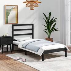 vidaXL Svart Massiv Furu 75 x 190 cm Sängram