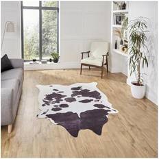 Rectangular Carpets & Rugs Think Rugs Faux Cow Print Black, White