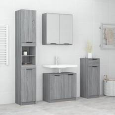vidaXL Mobili Da Bagno 4 pz Grigio Sonoma In Legno Multistrato