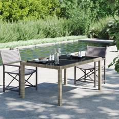 vidaXL Utebord 150 x 90 x 75 cm Härdat Glas Grå