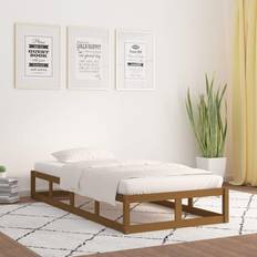vidaXL Honungsbrun 100x200 cm Massivt Trä Sängram