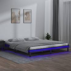 vidaXL Sängynrunko LED-valoilla Harmaa 120x200 cm