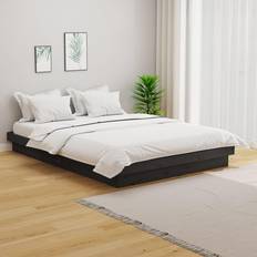 vidaXL 120x190 cm Small Double Massivt Træ Grå Sengeramme