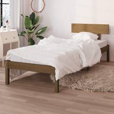 vidaXL Honungsbrun Massiv Furu 90x190 cm Sängram