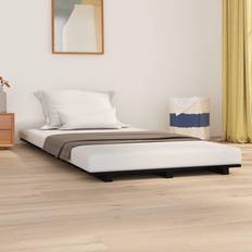 Lits et Matelas vidaXL Cadre de Lit Lit Simple Meuble de Chambre À Coucher Intérieur Noir 90x200 cm Bois de Pin Massif