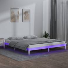 vidaXL LED massivt trä Sängram