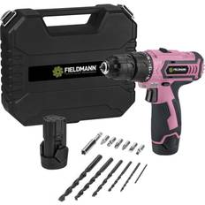 Fieldmann Ledningsfri boremaskine med tilbehør 12V 1300 mAh pink/sort