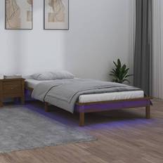 vidaXL Estructura De Cama Con Led Madera Maciza Marrón Miel 100x200 cm - Marrón