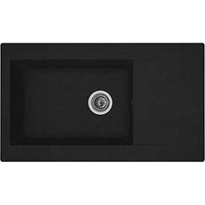 Respekta Lavello Da Incasso Lavello Da Cucina Granito Mineralite 86 x 50 Nero