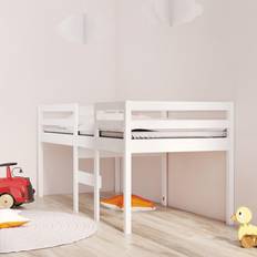 Letti e Materassi vidaXL Letto A Soppalco Bianco 75x190 cm In Legno Massello Di Pino