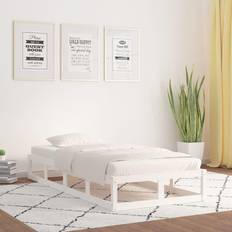 vidaXL Cadre de lit Blanc 90x190 cm Simple Bois Massif