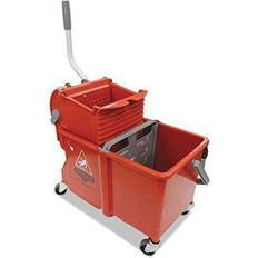 Buckets Unger Side-Press Restroom Mop Dual Bucket Combo, 4 gal, Plastic, Red