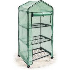 Serre Mini Relaxdays 3-Tier Green House on Wheels with PE Zip