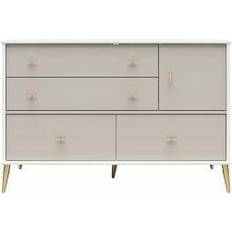 Beige Dressers Little Seeds Valentina Asymmetrical 4 Drawer 1 Door Convertible Dresser