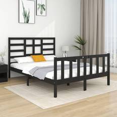 vidaXL Giroletto Nero in Legno Massello 140x190 cm