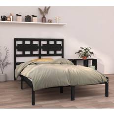 Senge & Madrasser vidaXL 140x190 cm Massivt Træ Sort Sengeramme