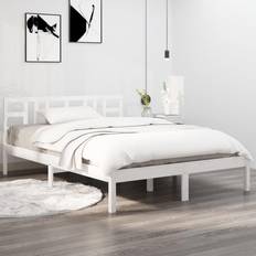 vidaXL 120x190 cm Small Double Massivt Træ Hvid Sengeramme