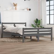 vidaXL grey, 140 Solid Bed Frame