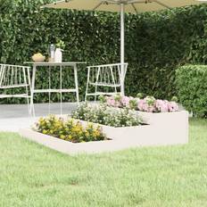 vidaXL Plantekasse 107 x 107 x 27 cm Massivt Fyrretræ Hvid Plantekasse