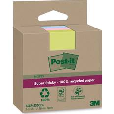 Post-it Super Sticky 100% Recycled Notes 76 mm x 76 mm Pack of 3