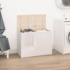 vidaXL Boíte À Linge Blanc 88,5 x 44 x 66 cm Bois Massif De Pin