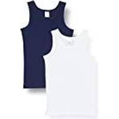 Jungen Tanktops Schiesser Unterhemden 2er-Pack weiß/dunkelblau 95/5