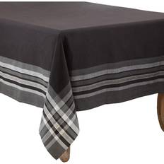 Saro 4387.BK70S 70 Stripe Border Tablecloth Black