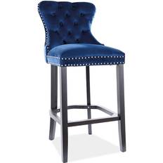 Bleu Tabourets de bar Capitonné Et Finition Cloutée H 114 x L 50 x P 42 cm Tabouret de bar