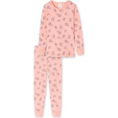 Orange Pyjamasar Barnkläder Schiesser Flickpyjamas lång pyjamas-set, persika