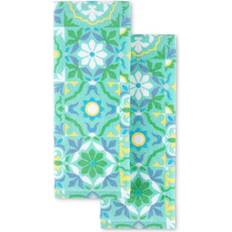 Green Kitchen Towels Fiesta Worn Tiles Kitchen Towel Green, Blue