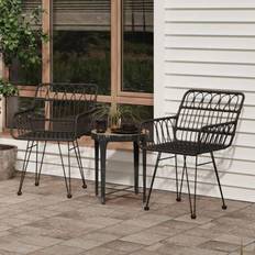 Apilable Sillas de Patio vidaXL Patio Chairs 2 pcs with Armrest Black 22'x25.2"x31.5"