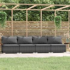 Havemøbler vidaXL 4-Personers Med Hynder Polyrattan Grå Sofa