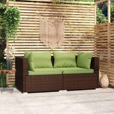 vidaXL 2-Personers Med Hynder Polyrattan Brun Sofa