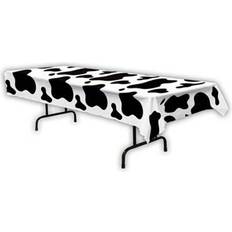 Table Cloths Beistle 54 x 108 Cow Print Tablecover- White/Black, 2/Pack Quill