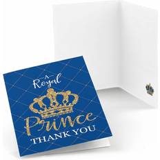 Plates, Cups & Cutlery Royal Prince Charming Baby Shower or Birthday Party Thank You Cards (8 count)