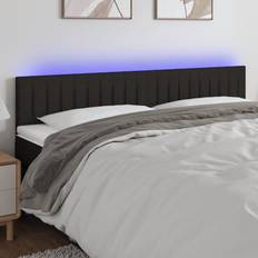 vidaXL med LED-lys 200x5x78/88 cm Stof Sort Sengegavl