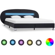 vidaXL Estructura Cama LED Sin Colchón Cuero Sintético Negro 180x200 cm